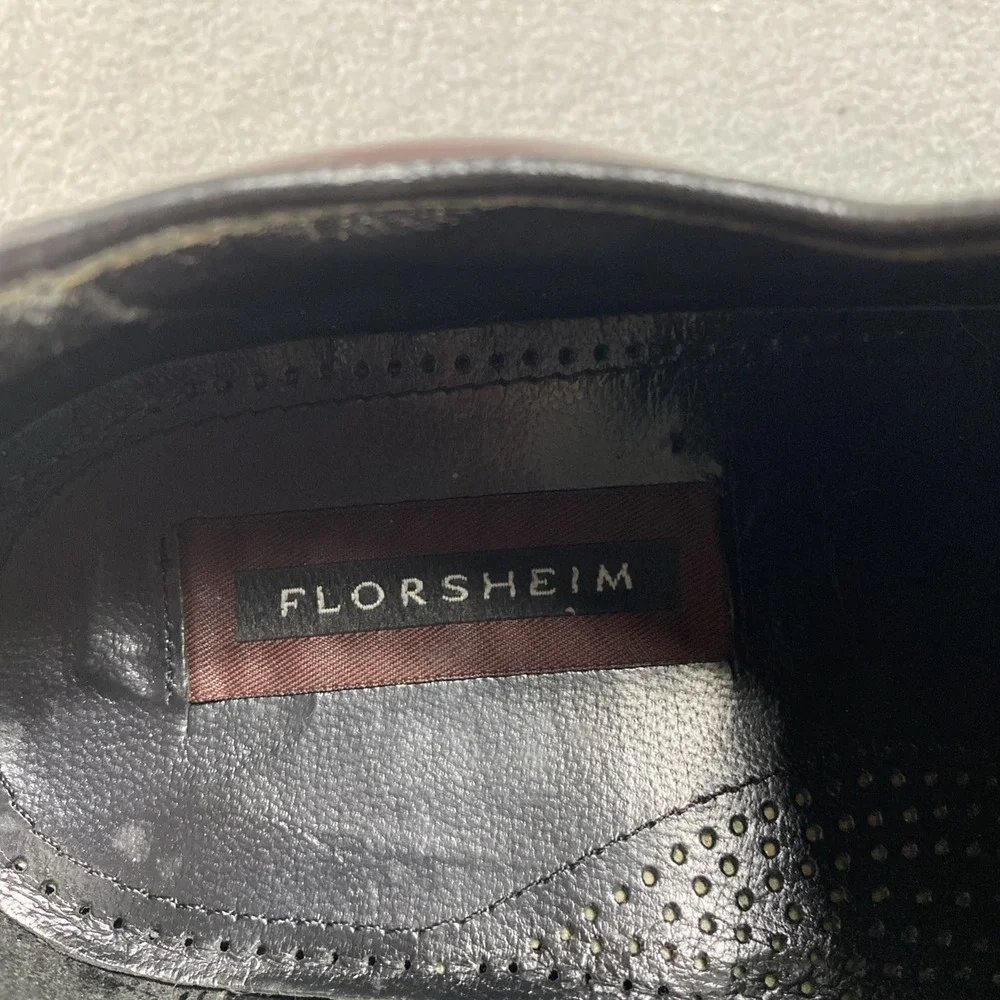 Florsheim Mens Lace Up Dress Saddle Shoes‎ Two Tone Burgundy Black Leather 11D